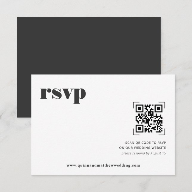 Modern Minimal | QR-kod för bröllops-svar OSA Kort (Fram/baksida)