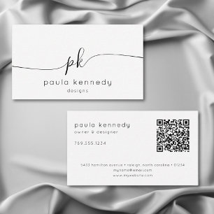 Modern minimal QR-kod för Elegant, monogram Visitkort