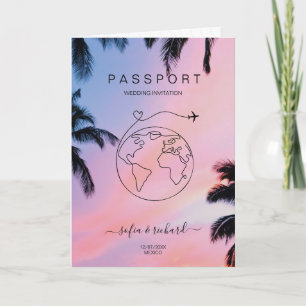 Modern minimal QR-kod för Passport World Map Inbjudan
