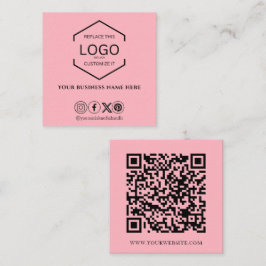 Modern minimal QR-kod för Social-media Ljus rosa Fyrkantigt Visitkort