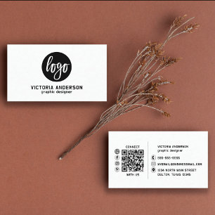Modern minimal QR-kod för svart och vit Logotyp Visitkort