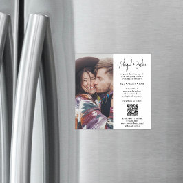 Modern Minimal QR-kod & Foto Allt-i-ett Bröllop Magnetisk Inbjudningskort