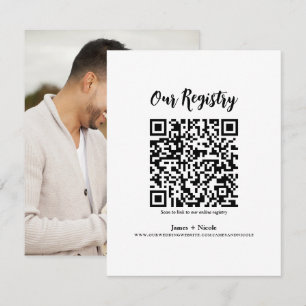 Modern Minimal QR-kod Skannbar Bröllopspresentregi Inbjudningar