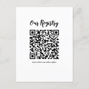 Modern Minimal QR-kod Skannbar Bröllopspresentregi Vykort