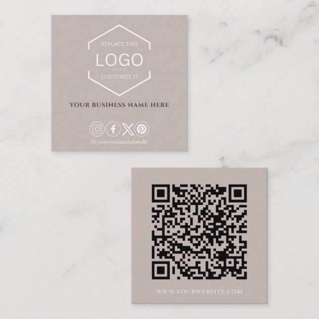 Modern Minimal QR-kodsaupe för Social-media, Fyrkantigt Visitkort (Fram/baksida)