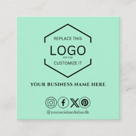 Modern Minimal QR-kodsmint-Grönt för Social-media, Fyrkantigt Visitkort