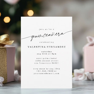 Modern minimal Quinceanera-Födelsedagsfest-skript Inbjudningar