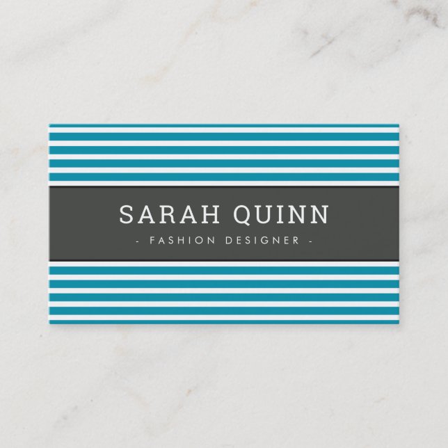 MODERN MINIMAL RAND aqua blue mörk grått white Visitkort (Framsida)