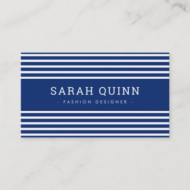 MODERN MINIMAL RAND mörk, marin vit typ Visitkort (Framsida)