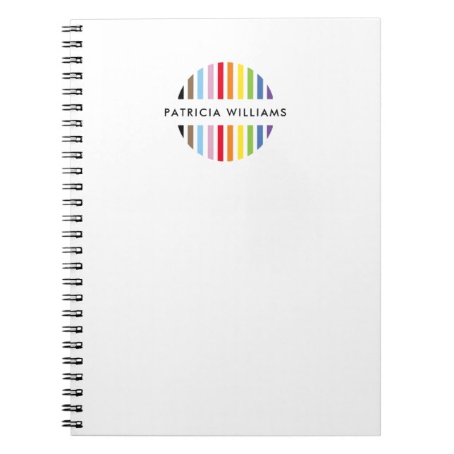 MODERN MINIMAL randig logotyp regnbågsstolthet HBT Anteckningsbok (Framsidan)