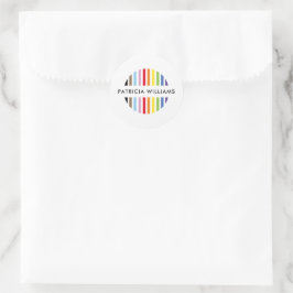 MODERN MINIMAL randig logotyp regnbågsstolthet HBT Runt Klistermärke