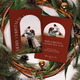 Modern Minimal Red Arch 2 Photo God jul H Julkort