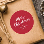 Modern Minimal Red God jul Family Classic Runt Klistermärke<br><div class="desc">Kontakta mig om du behöver hjälp.</div>