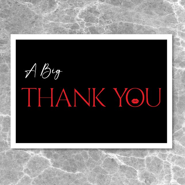 Modern Minimal Red Läppar är 30 dagar Tack Kort (Modern Minimal Red Lips She's Thirty Birthday Thank You Card)