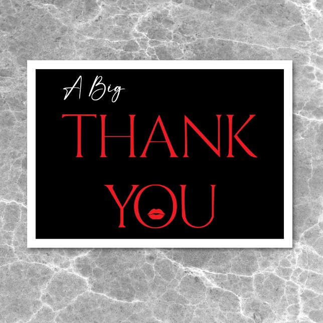 Modern Minimal Red Läppar är 30 dagar Tack Kort (Modern Minimal Red Lips She's Thirty Birthday Thank You Card)