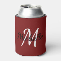 Modern Minimal Red Monogram Namn + Initial
