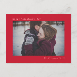 Modern minimal Red Valentine Day Photo Card Vykort