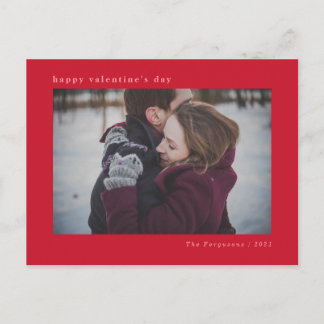 Modern minimal Red Valentine Day Photo Card Vykort
