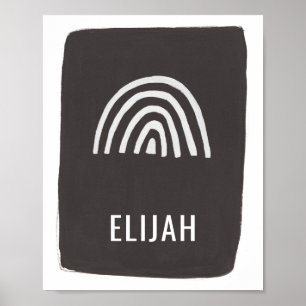 Modern minimal regnbåge Namn Nursery Art Black Poster