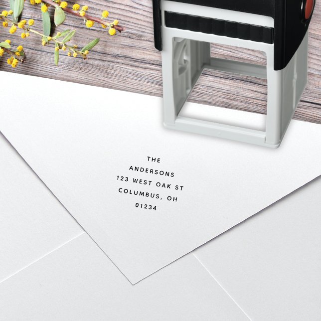 Modern minimal Returadress i svartvitt Självfärgande Stämpel (Skapare uppladdad)