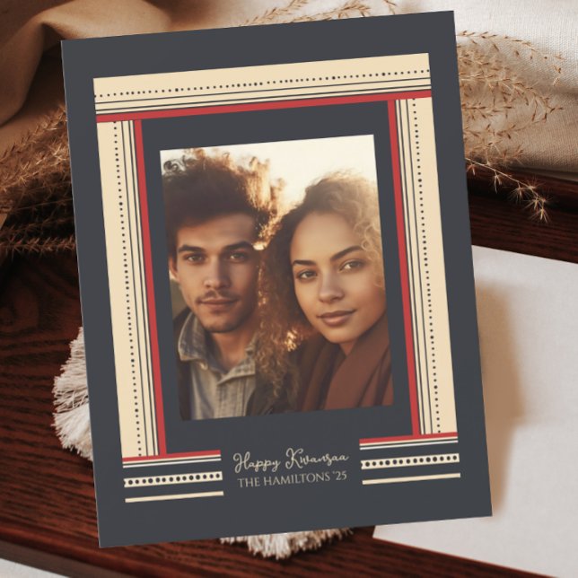 Modern Minimal Ribbon Gräns Kwanzaa Julkort (Skapare uppladdad)