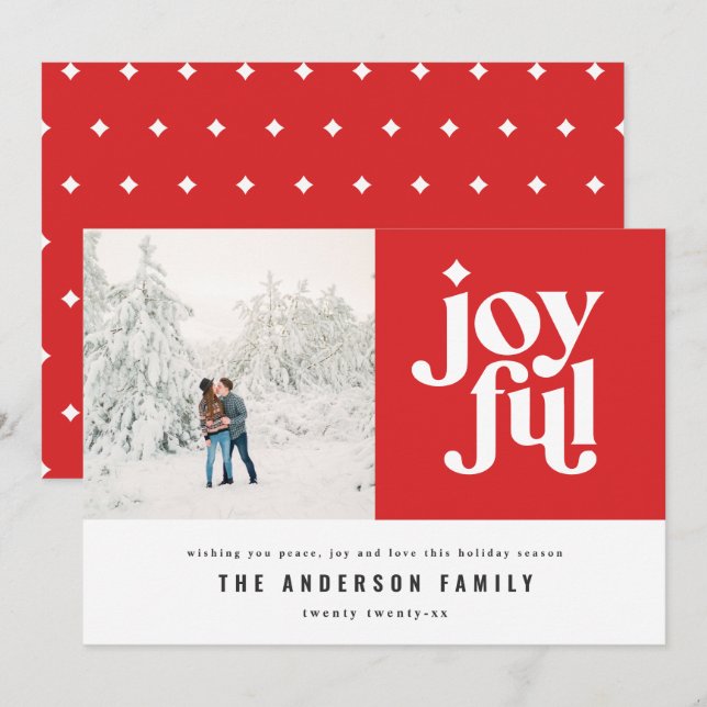 Modern minimal röd jultypografi julkort (Fram/baksida)