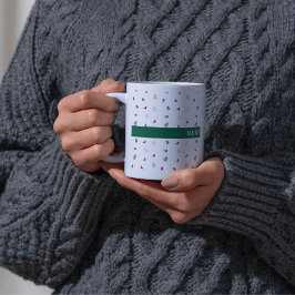 Modern minimal röd kardinal Julgran Mönster Kaffemugg