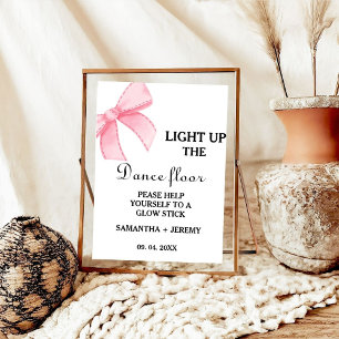 Modern Minimal Rosa Bow Bröllop Glow stick-signatu Poster