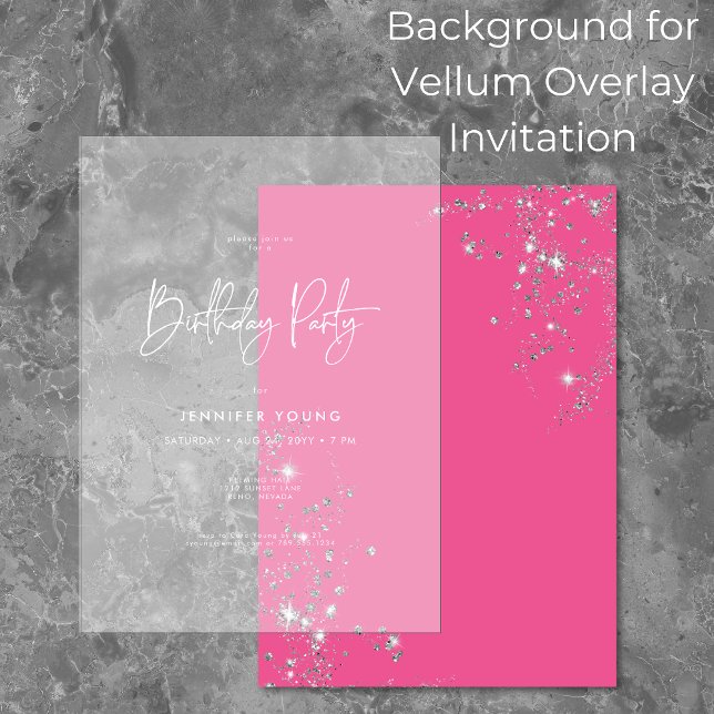 Modern Minimal Rosa Diamanter Födelsedagsbakgrund Inbjudningar (Skapare uppladdad)