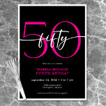 Modern Minimal Rosa femtio skript födelsedag Inbjudningar<br><div class="desc">Den här födelsedagsinbjudan kombinerar klassisk svart och vit med intensiv rosa. Det är en minimal design som är enkel och roligt för att fira milstolpen. Skapat av Farmhouse Press.</div>