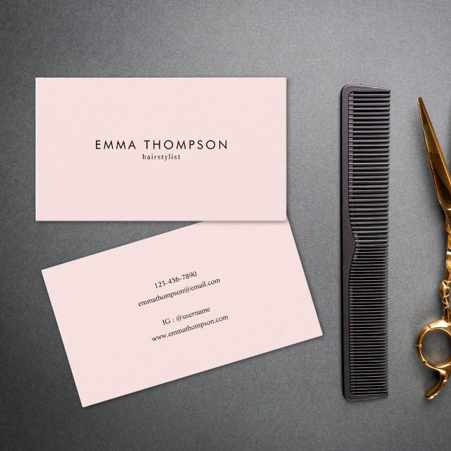 Modern Minimal  Rosa Hairstylist Visitkort (Skapare uppladdad)