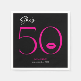 Modern Minimal Rosa Läppar Hon är 50 dagar gammal Pappersservett