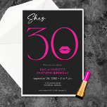 Modern Minimal Rosa Läppar Hon är trettio dagar Inbjudningar<br><div class="desc">Modern och chic,  den här födelsedagsinbjudan säger: "Hon är 30" och kombinerar klassiskt svart och vitt med accenter av ljus rosa,  med ett lekfullt par läppar. Det är en minimal design som är enkel och roligt för att fira milstolpen. Skapat av Farmhouse Press.</div>