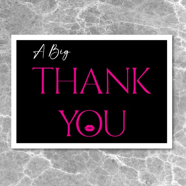 Modern Minimal Rosa Läppar Hon är trettio dagar Tack Kort (Modern Minimal Pink Lips She's Thirty Birthday Thank You Card)