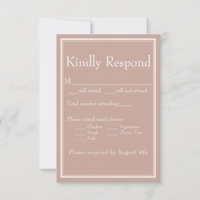 Modern Minimal Rosa Måltidsval RSVP-kort OSA Kort (Framsida)