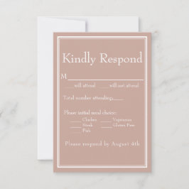 Modern Minimal Rosa Måltidsval RSVP-kort OSA Kort