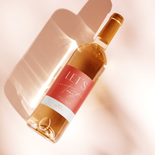 Modern minimal Rosa Personlig Bröllop Flaska Vinflaska Etikett