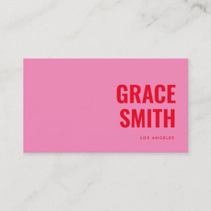 Modern minimal Rosa Red Bold Typography Visitkort