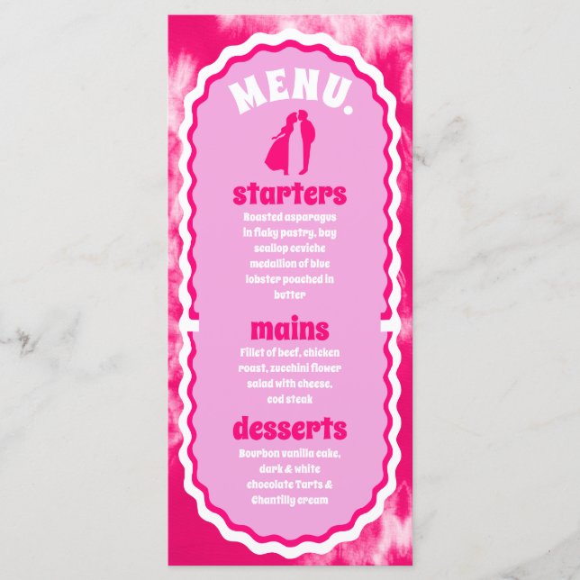 Modern minimal Rosa Tie Dye Retro Arch Bold Menu Meny (Framsida)