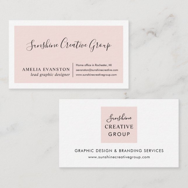 Modern minimal  Rosa Visitkort (Fram/baksida)