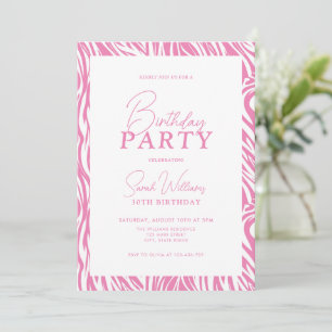 Modern minimal Rosa Vita 30års födelsedag Inbjudningar