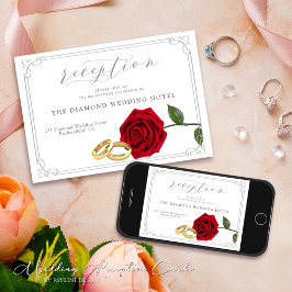 Modern Minimal Rose and Rings Wedding Reception Inbjudningar
