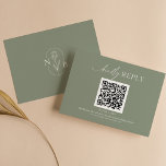Modern Minimal Sage Grönt Boho Bröllop QR-kod OSA Kort<br><div class="desc">Modern Minimal Sage Grönt Boho Bröllop QR Code OSA kort. Monogram längst bak.</div>