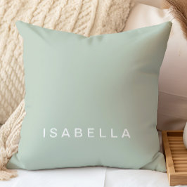 Modern Minimal Sage Grönt Personlig Namn Kudde