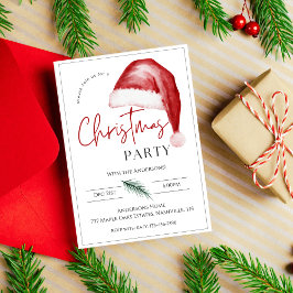Modern minimal Santa Hat jul Party Inbjudningar