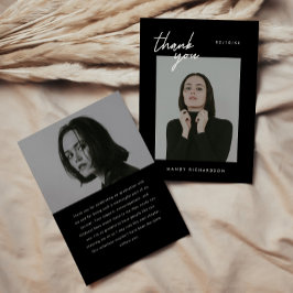 Modern Minimal Script 2-Photo Graduation Party Tack Kort