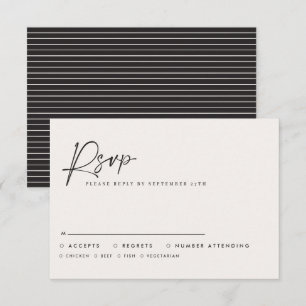 Modern Minimal Script Bröllopssvar med Stripe abc Anteckningskort