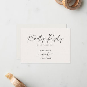 Modern Minimal Script Bröllopssvar med Stripe abc Anteckningskort
