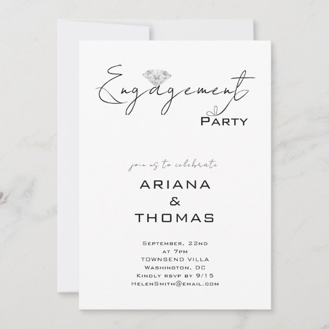 Modern Minimal Script Engagement Party Invitation Inbjudningar (Framsida)