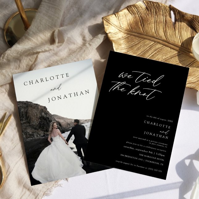 Modern Minimal Script Foto Bröllop i det tysta Inbjudningar (Skapare uppladdad)